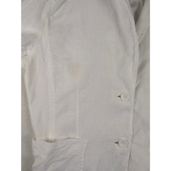Eileen Fischer Blazer Organic Cotton Notched Collar Poplin Coat White Medium - Picture 6 of 7